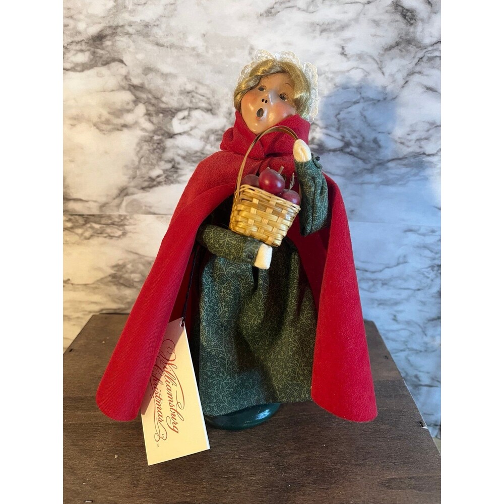 Byers Carolers 2001 Lady Red Cloak Basket of Apples